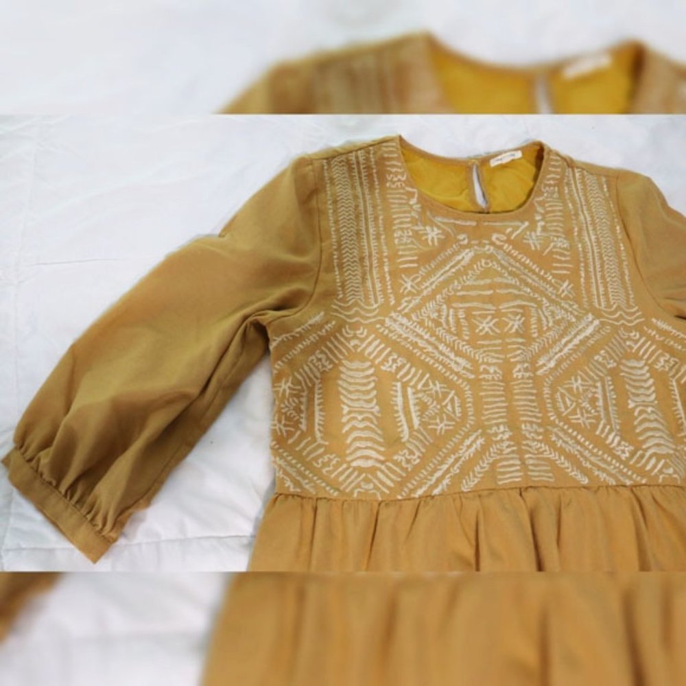 Mustard Yellow Embroidered Peplum Blouse - Picture 3 of 6